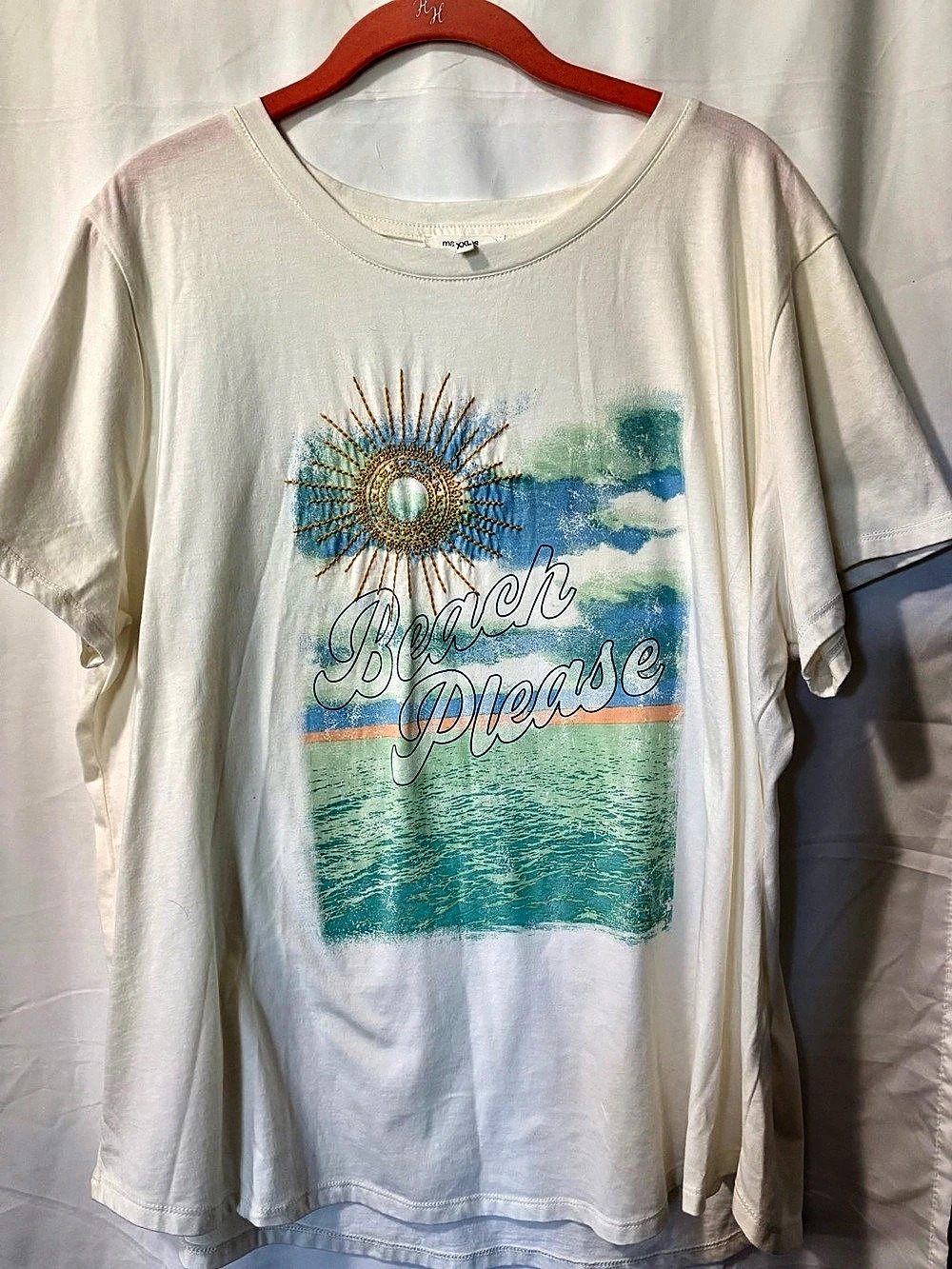Maurices Sun Embroidered Standard Fit Graphic Tee Graphic Tee White & Blue XXL